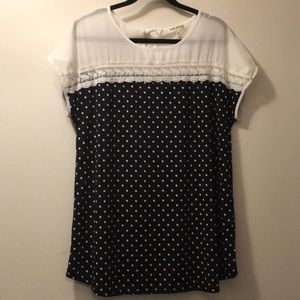 🆕 Polka Dot Top Floral Lace & Keyhole Tie Back